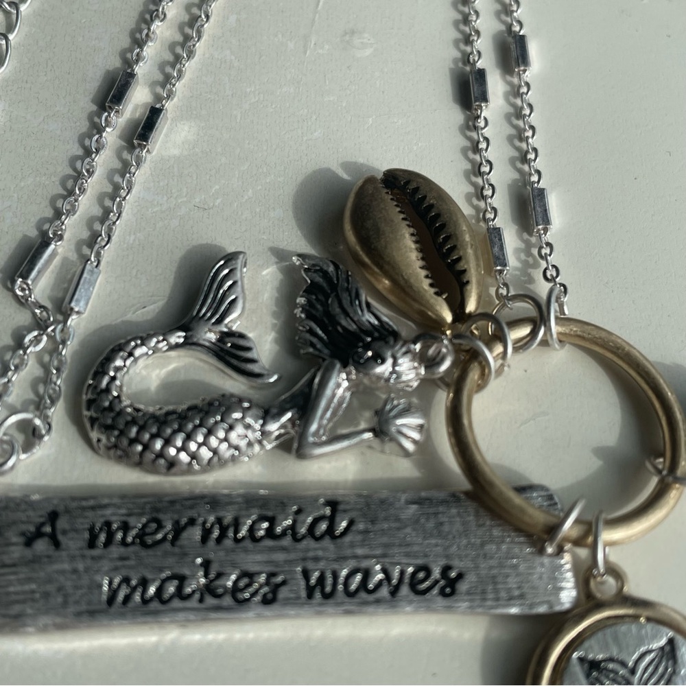 Silver tone Mermaid Charm Necklace - Picture 4 of 5